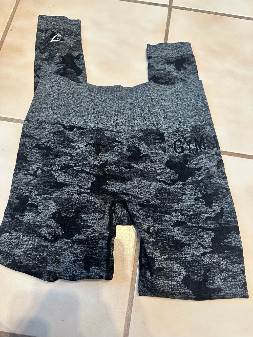 Gymshark Kids Black & Gray Camo Seamless Leggings